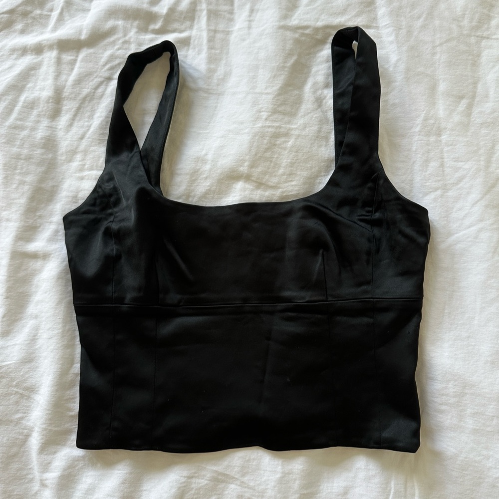 Wilfred aritzia satin shine bustier in black